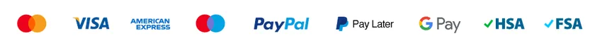 We accept Mastercard, Visa, American Express, Discover, PayPal, Apple Pay, Google Pay, HSA and FSA